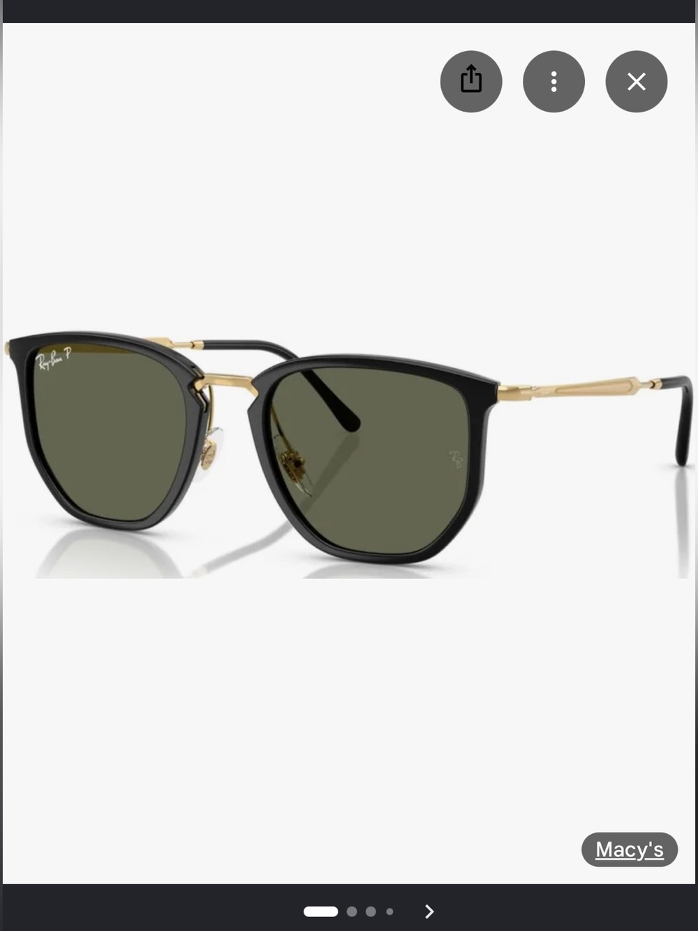 Ray-Ban Black Frame Sunglasses with Gold Bridge
